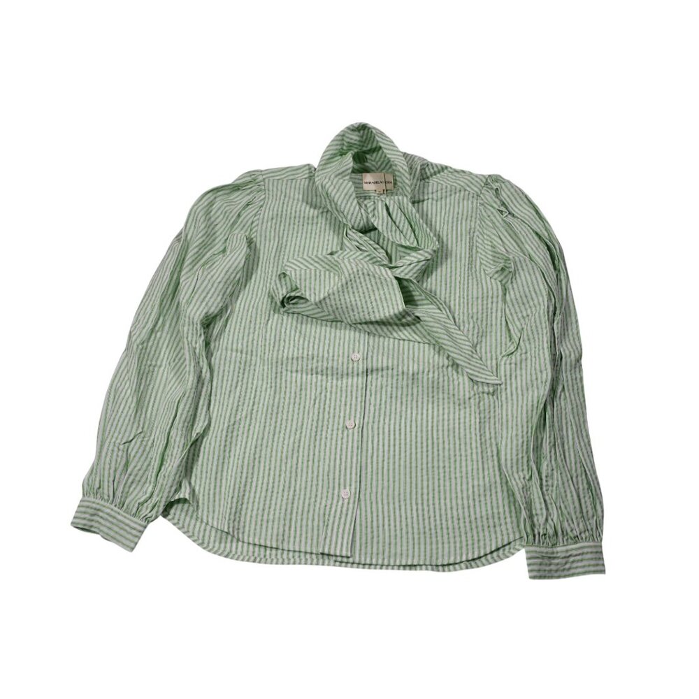 Maria de la Orden Fairytale Shirt in Green Stripes